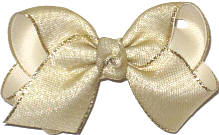 Toddler Metallic Gold Mesh over Light Ivory Double Layer Overlay Bow
